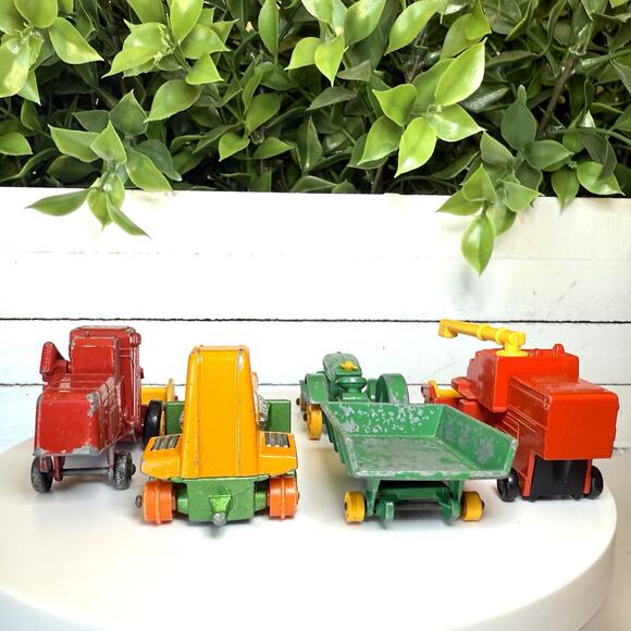Vintage Lesney Matchbox Lot of 4  Farm Vehicles- Combine, Tractor W/Wagon & Plow - Picture 6 of 6